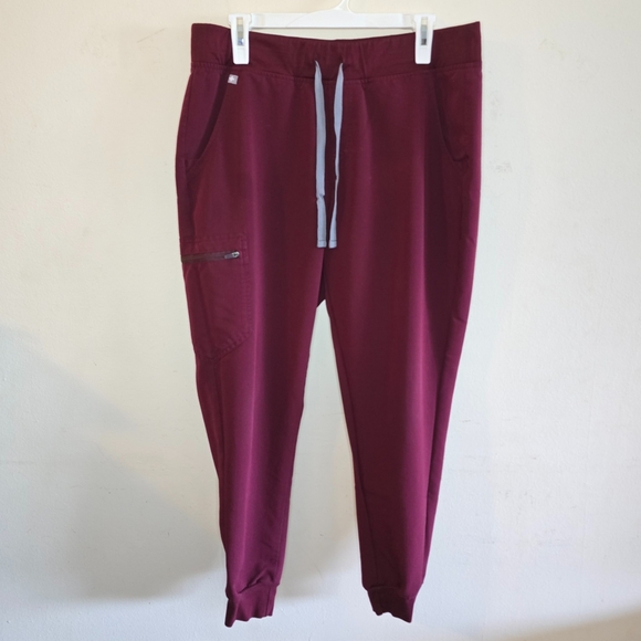 FIGS Zamora Jogger Scrub Pants Women’s Size Large Burgundy High Waisted FIONx - Picture 1 of 14